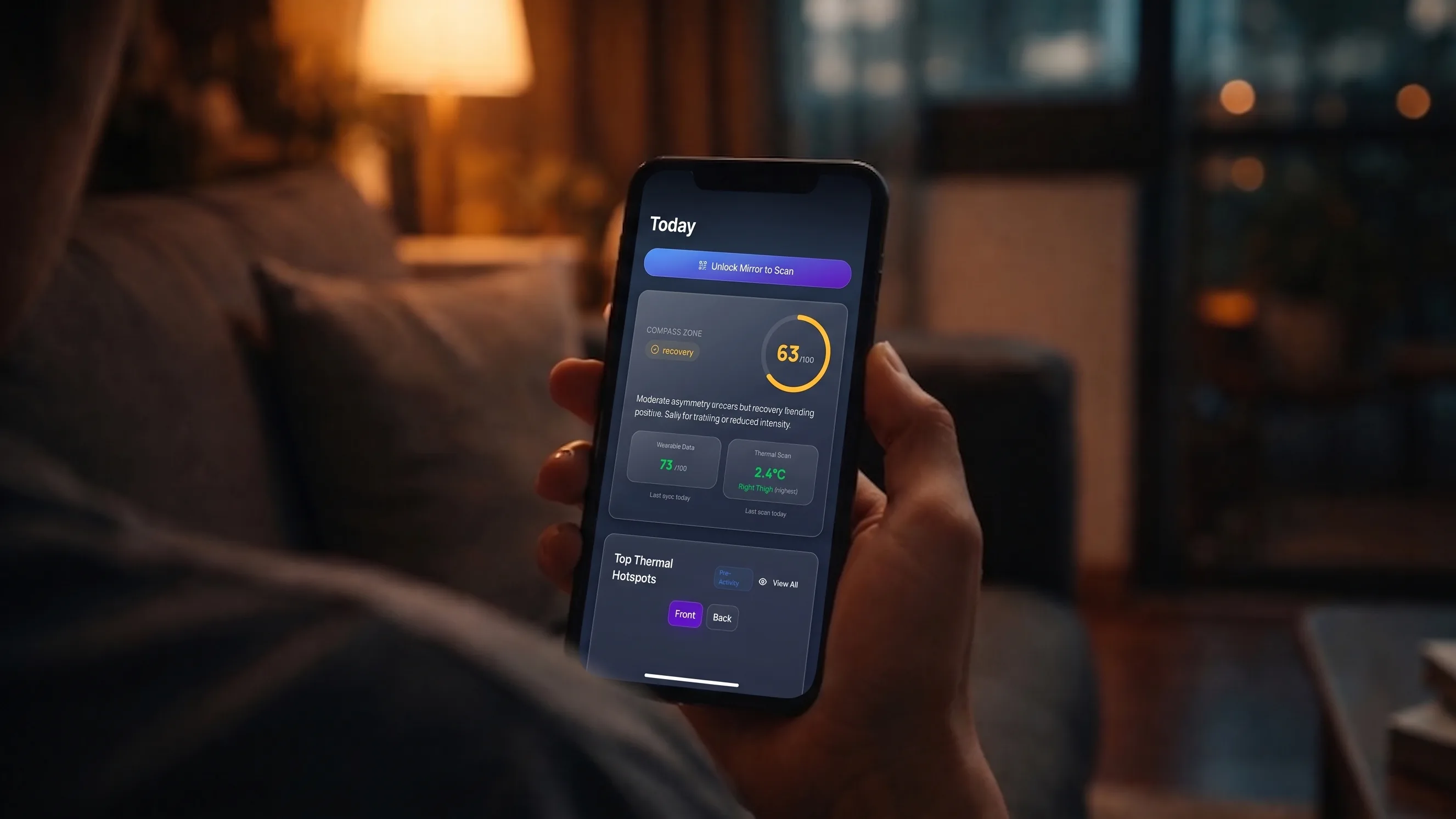 Athlete checking My NUR app on phone
